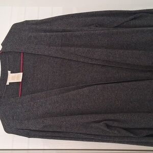 Matty M Charcoal Gray Knit Open Front Long Sweater Pockets Sz XXL